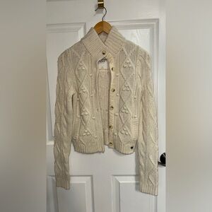 Abercrombie & Fitch Cream Cable Knit Cardigan